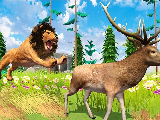 Realistic Lion Hunting Animal 2024 - free online Browser game