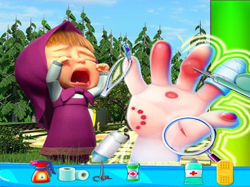 Masha Bee Hand Doctor Game Online - Hospital Surge - free online Browser game