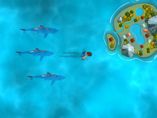 Survive the Sharks - free online Browser game