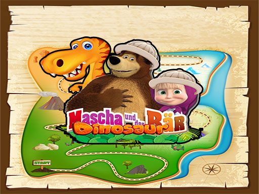 Masha and The Bear dinosaur - free online Browser game