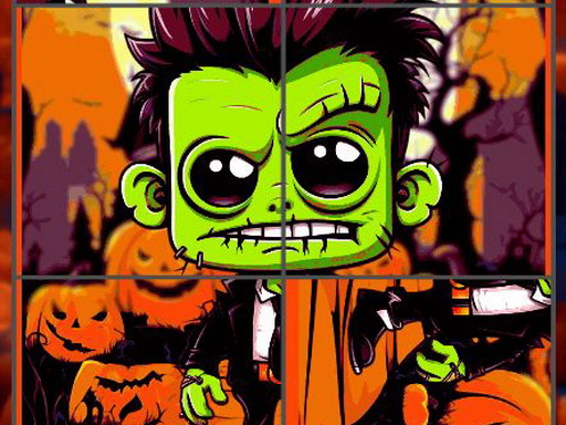 Franky & Vampire Halloween Puzzle - free online Browser game