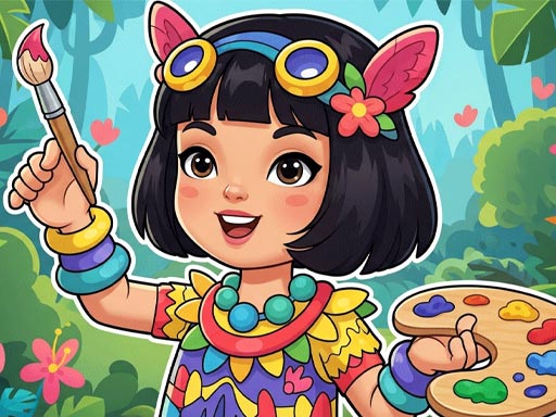 Jungle Girl: Coloring Pages - free online Browser game