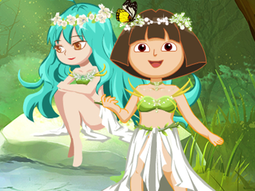 Dora With Wizard In Forest - free online Browser game