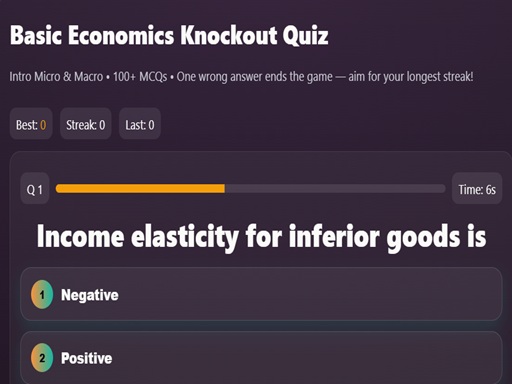 Basic Economics Multiple choice - free online Browser game