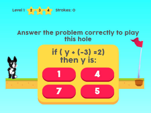 MathPup Golf 4 Algebra - free online Browser game