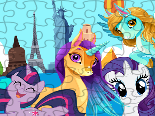 Unicorns Travel The World Puzzle - free online Browser game