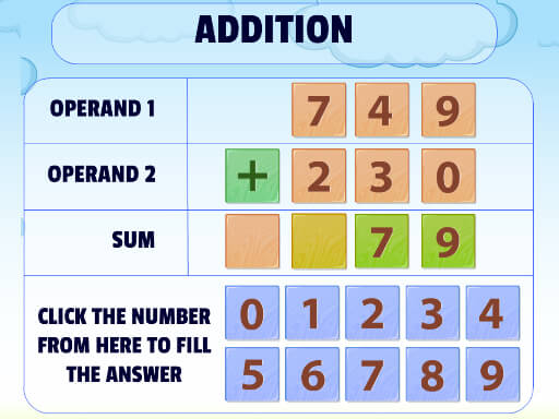 Addition Practice - free online Browser game