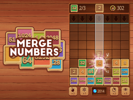 Merge Numbers : Wooden edition - free online Browser game